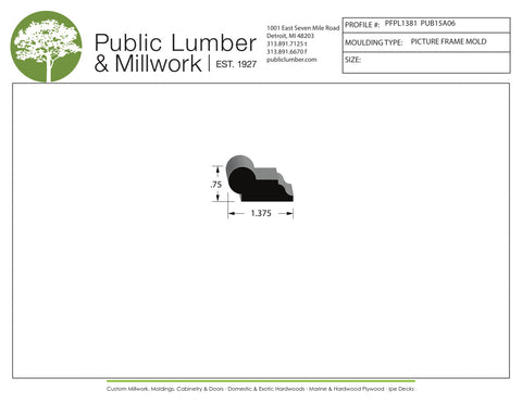 3/4"x1-3/8" Picture Frame Moulding PFPL1381