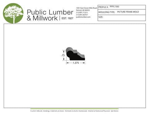 3/4"x1-3/8" Picture Frame Moulding PFPL1383