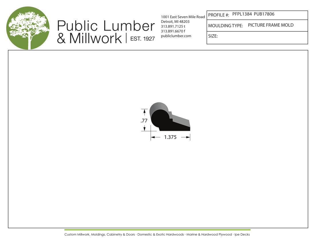 3/4"x1-3/8" Picture Frame Moulding PFPL1384