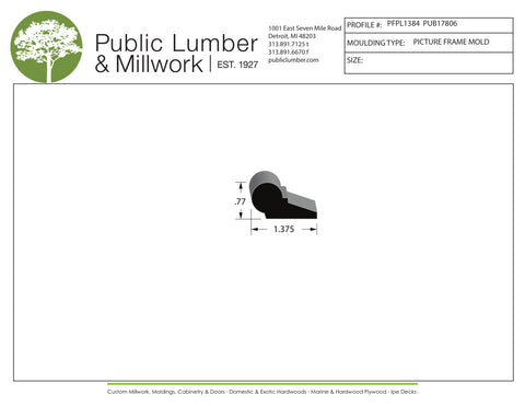 3/4"x1-3/8" Picture Frame Moulding PFPL1384