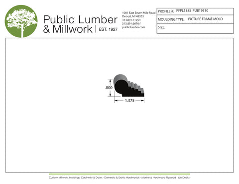 13/16"x1-3/8" Picture Frame Moulding PFPL1385