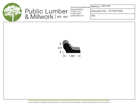 13/16"x1-5/16" Picture Frame Moulding PFPL1387