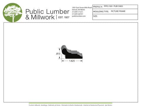 13/16"x1-5/8" Picture Frame Moulding PFPL1581