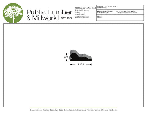 5/8"x1-5/8" Picture Frame Moulding PFPL1582