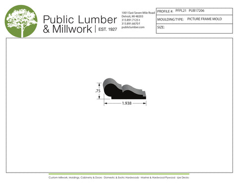 3/4"x1-15/16" Picture Frame Moulding PFPL21