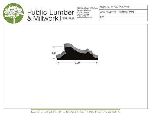 1"x3" Picture Frame Moulding PFPL32