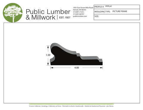 1-1/2"x4" Picture Frame Moulding PFPL41