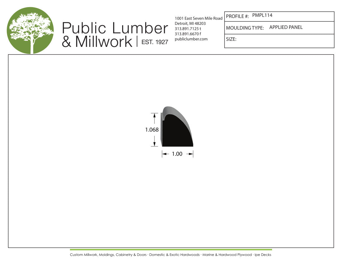 1-1/16"x1" Applied Moulding PMPL114