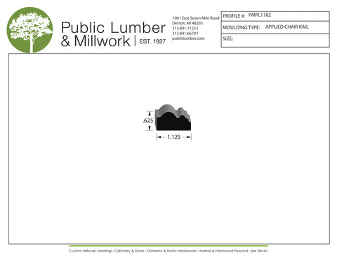 5/8"x1-1/8" Applied Moulding PMPL1182