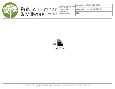 3/8"x1/2" Applied Moulding PMPL121