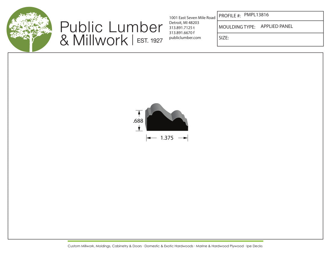 11/16"x1-3/8" Applied Moulding PMPL13816