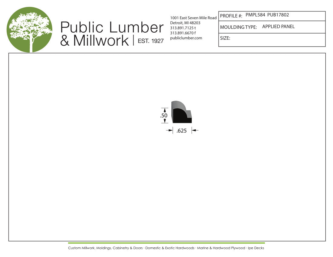 1/2"x5/8" Applied Moulding PMPL584