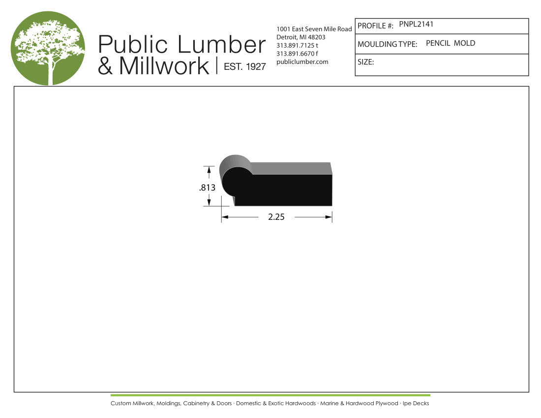 13/16"x2-1/4" Pencil Moulding PNPL2141