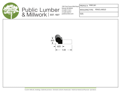 5/8"x5/8" Pencil Moulding PNPL581