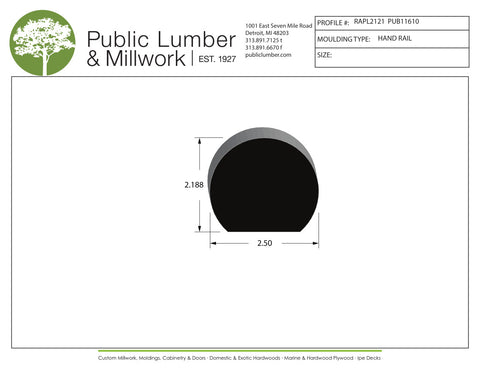 2-3/16"x2-1/2" Hand Rail RAPL2121