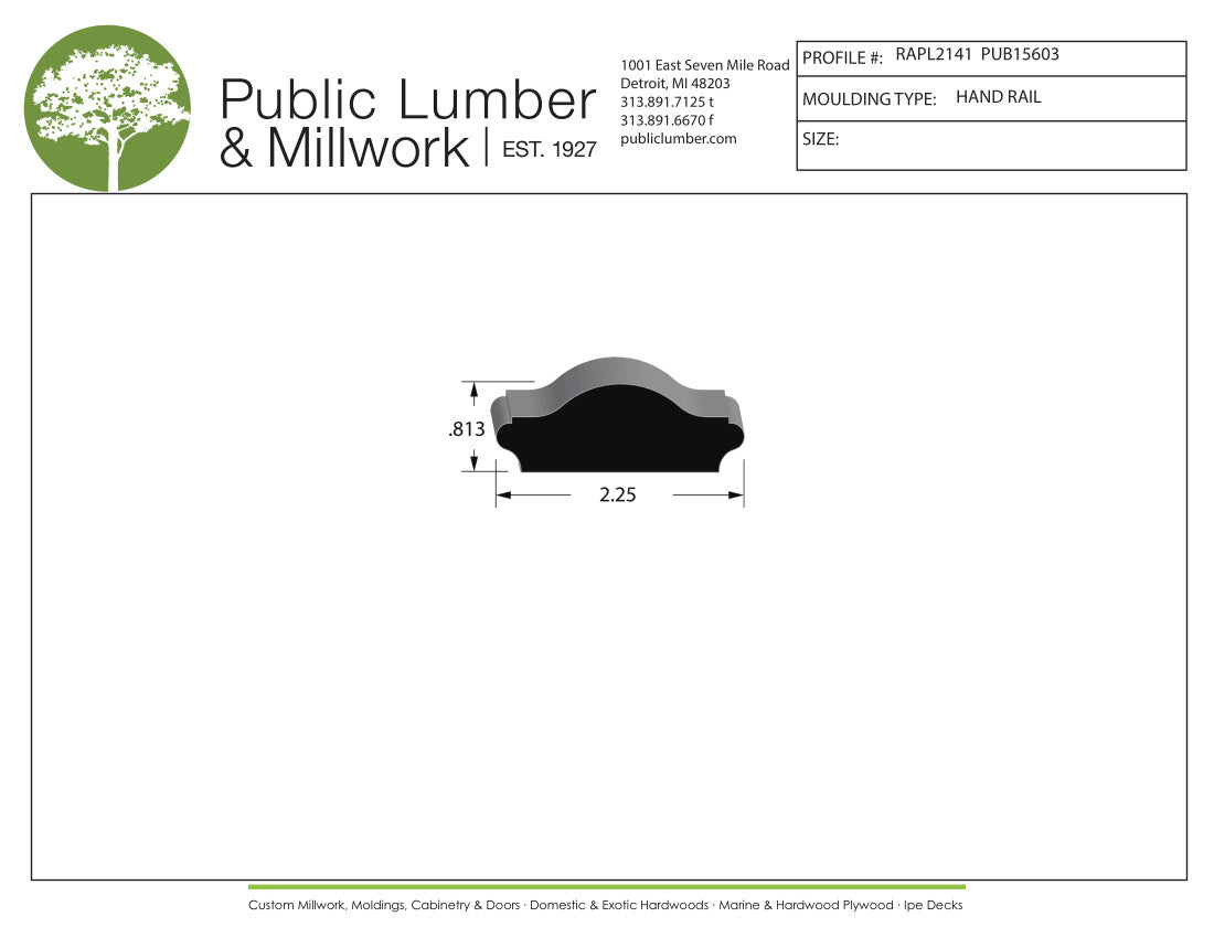 13/16"x2-1/4" Hand Rail RAPL2141