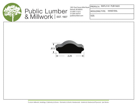 13/16"x2-1/4" Hand Rail RAPL2141
