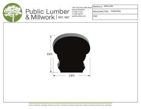 2-7/8"x2-7/8" Hand Rail RAPL2782