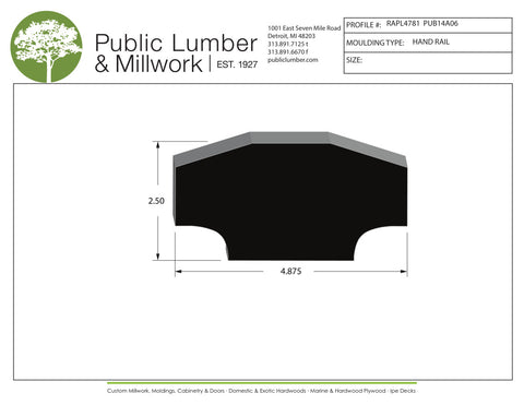 2-1/2"x4-7/8" Hand Rail RAPL4781