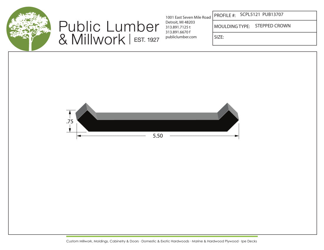 3/4"x5-1/2" Stepped Crown SCPL5121