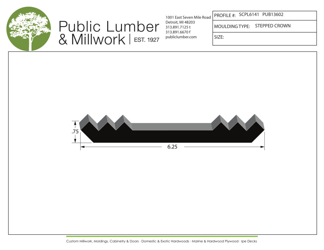 3/4"x6-1/4" Stepped Crown SCPL6141