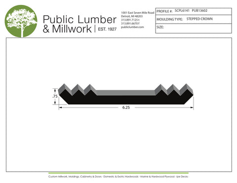 3/4"x6-1/4" Stepped Crown SCPL6141
