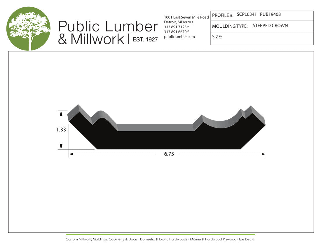 1-5/16"x6-3/4" Stepped Crown SCPL6341
