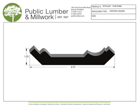 1-5/16"x6-3/4" Stepped Crown SCPL6341