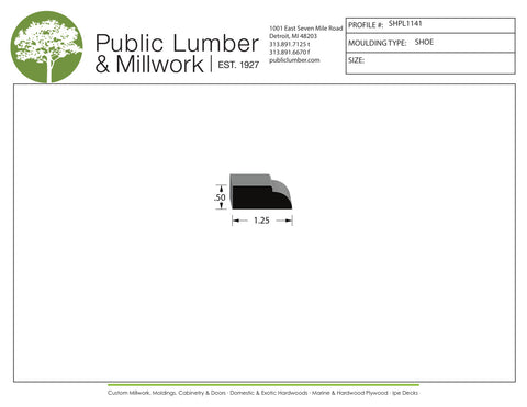 1/2"x1-1/4" Shoe Moulding SHPL1141