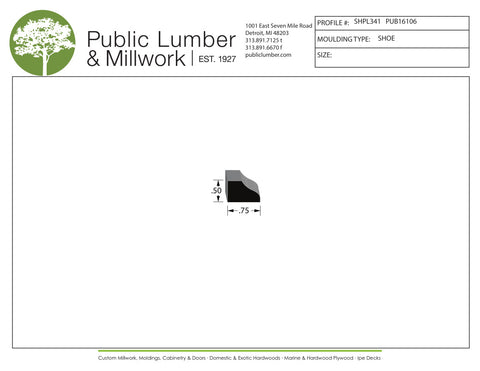 1/2"x3/4" Shoe Moulding SHPL341