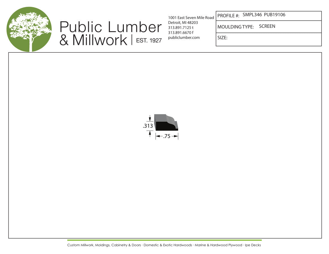 5/16"x3/4" Screen Moulding SMPL346