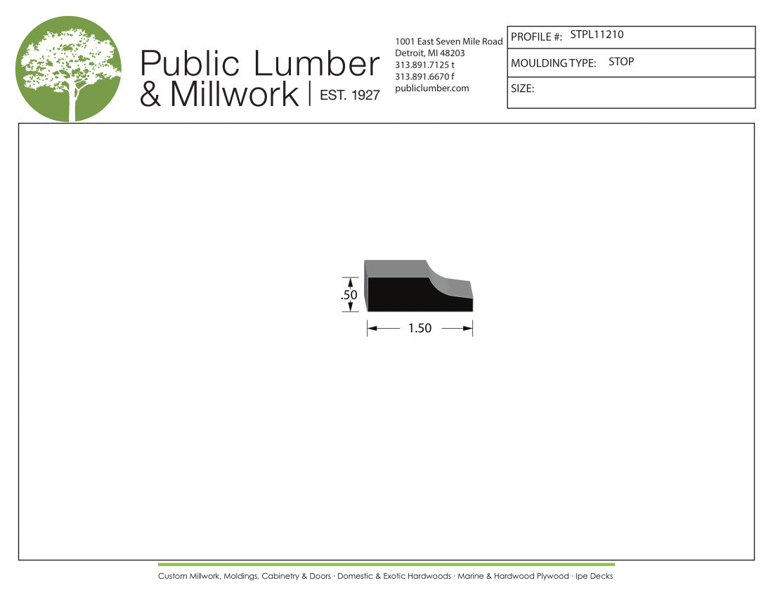 1/2"x1-1/2" Stop Moulding STPL11210