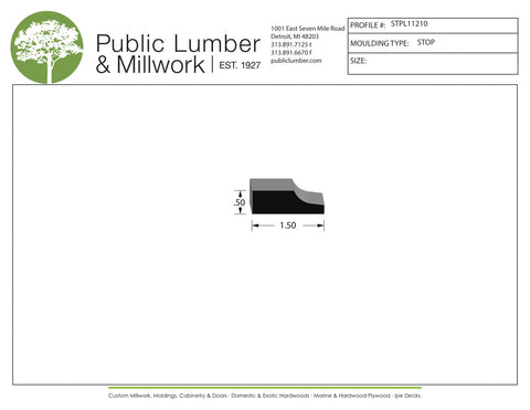 1/2"x1-1/2" Stop Moulding STPL11210
