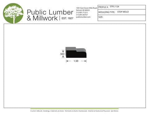 9/16"x1-1/2" Stop Moulding STPL1124
