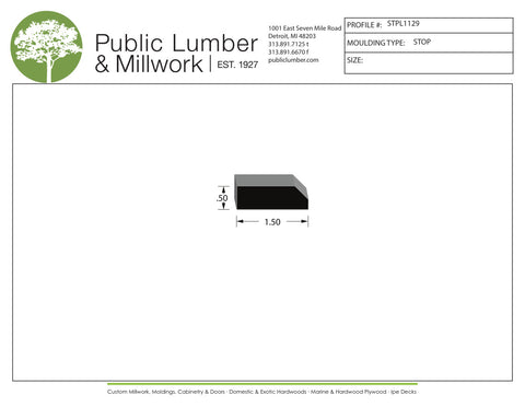 1/2"x1-1/2" Stop Moulding STPL1129