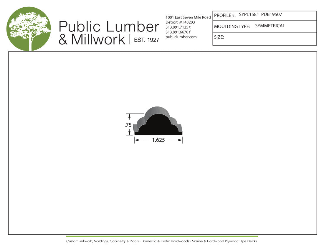 3/4"x1-5/8" Symmetrical SYPL1581