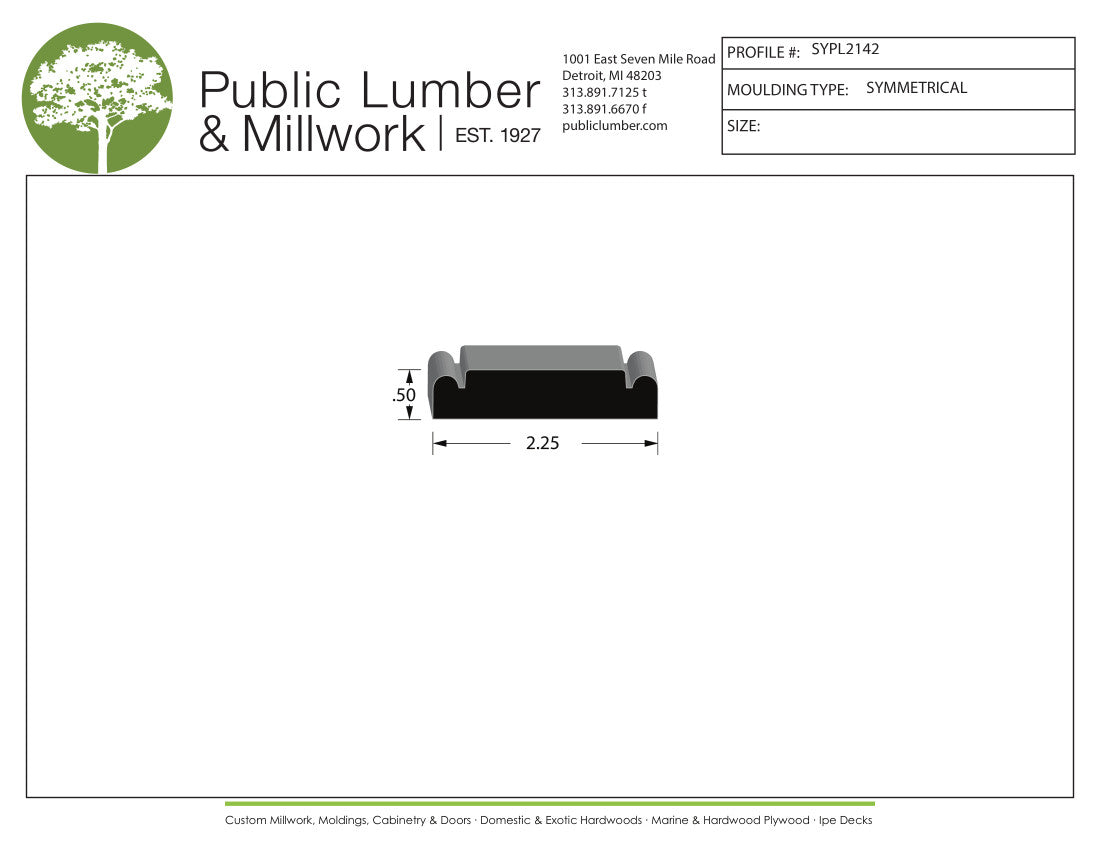 1/2"x2-1/4" Symmetrical SYPL2142