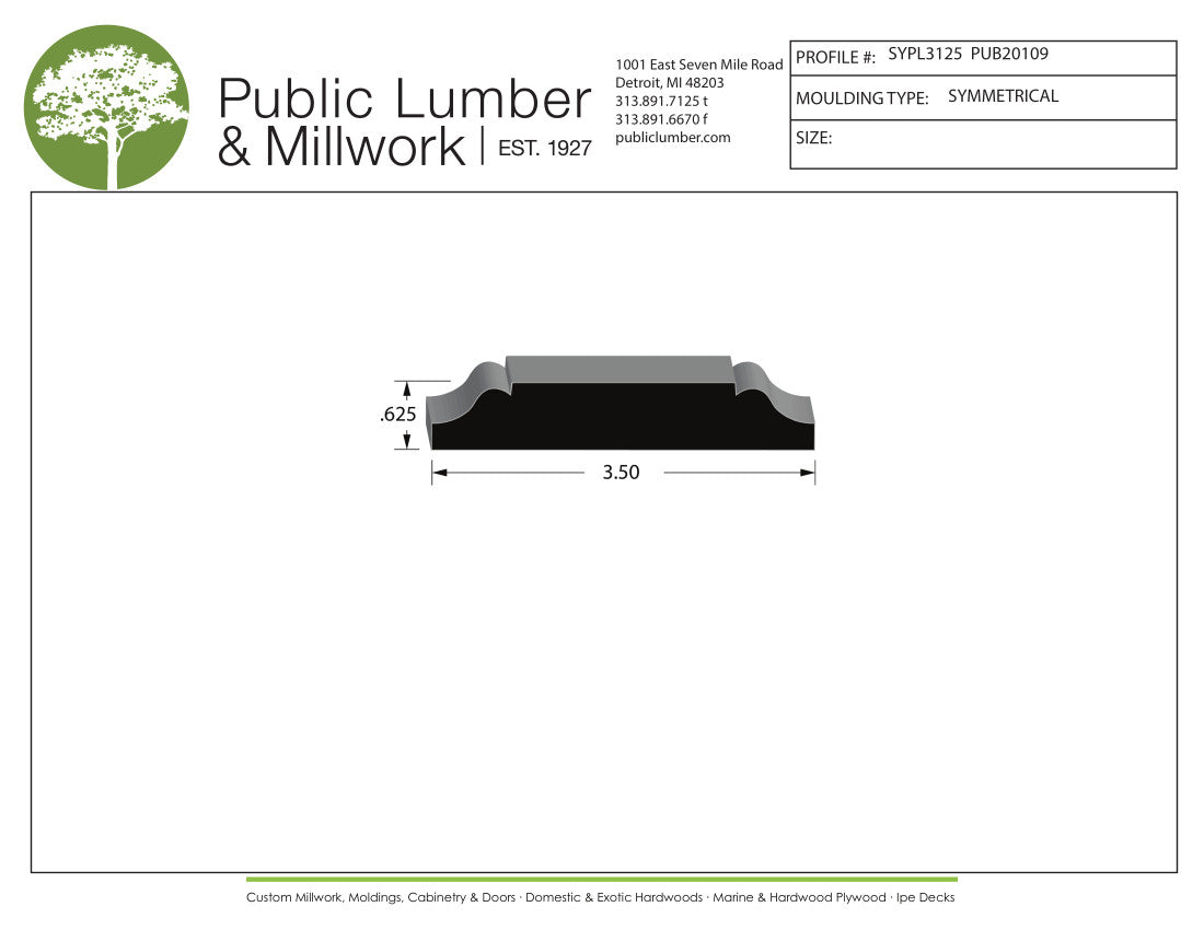 5/8"x3-1/2" Symmetrical SYPL3125