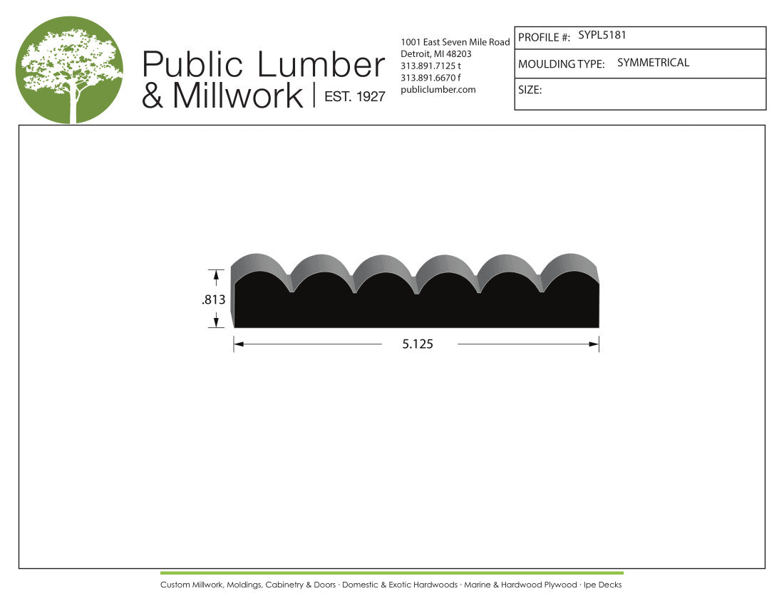13/16"x5-1/8" Symmetrical SYPL5181