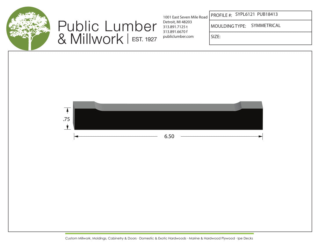3/4"x6-1/2" Symmetrical SYPL6121