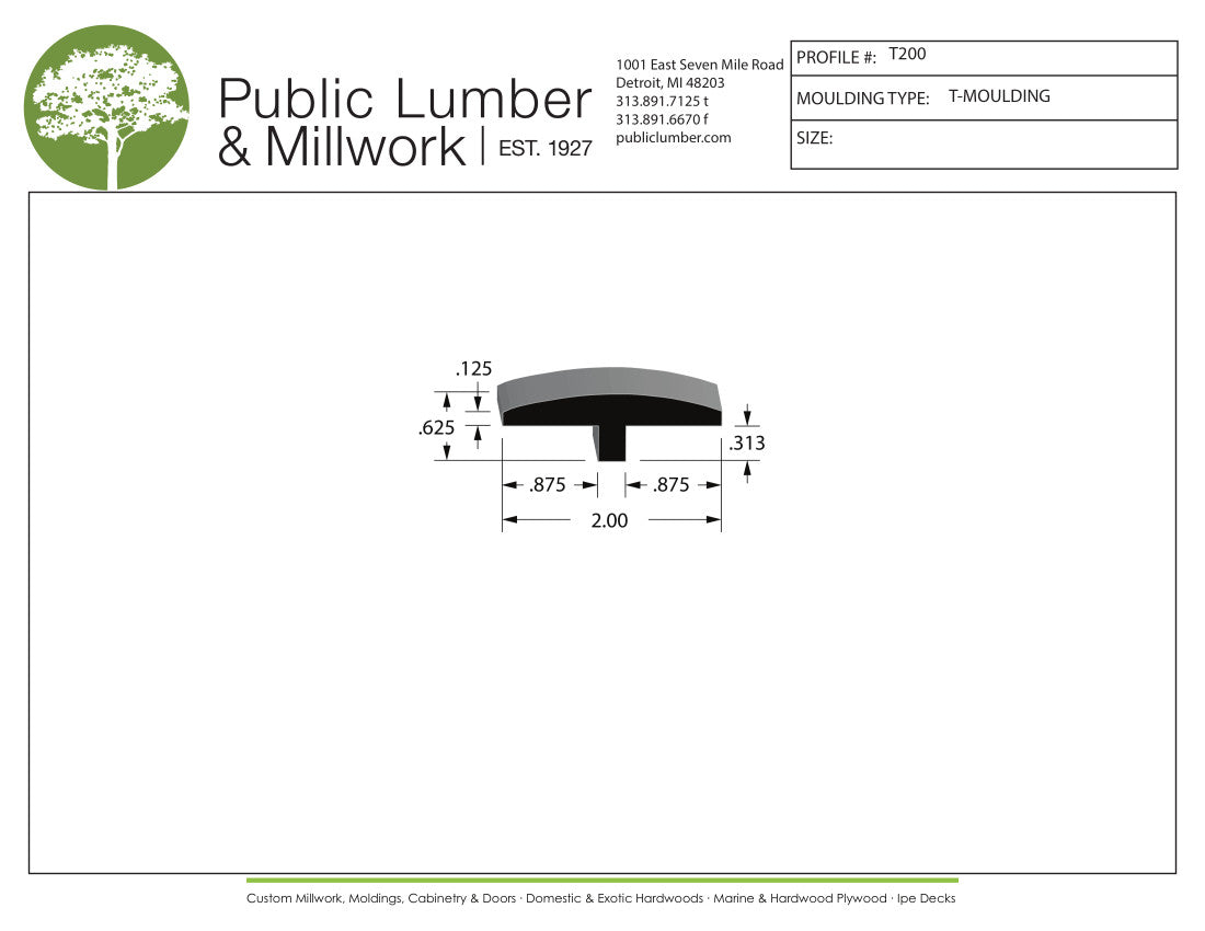 5/8"x2 T Moulding T200