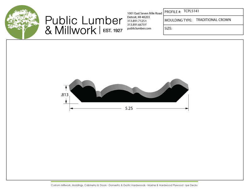 13/16"x5-1/4" Traditional Crown TCPL5141