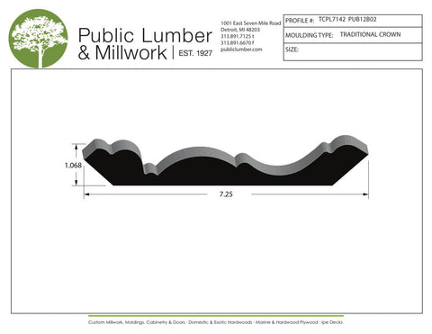 1-1/16"x7-1/4" Crown TCPL7142