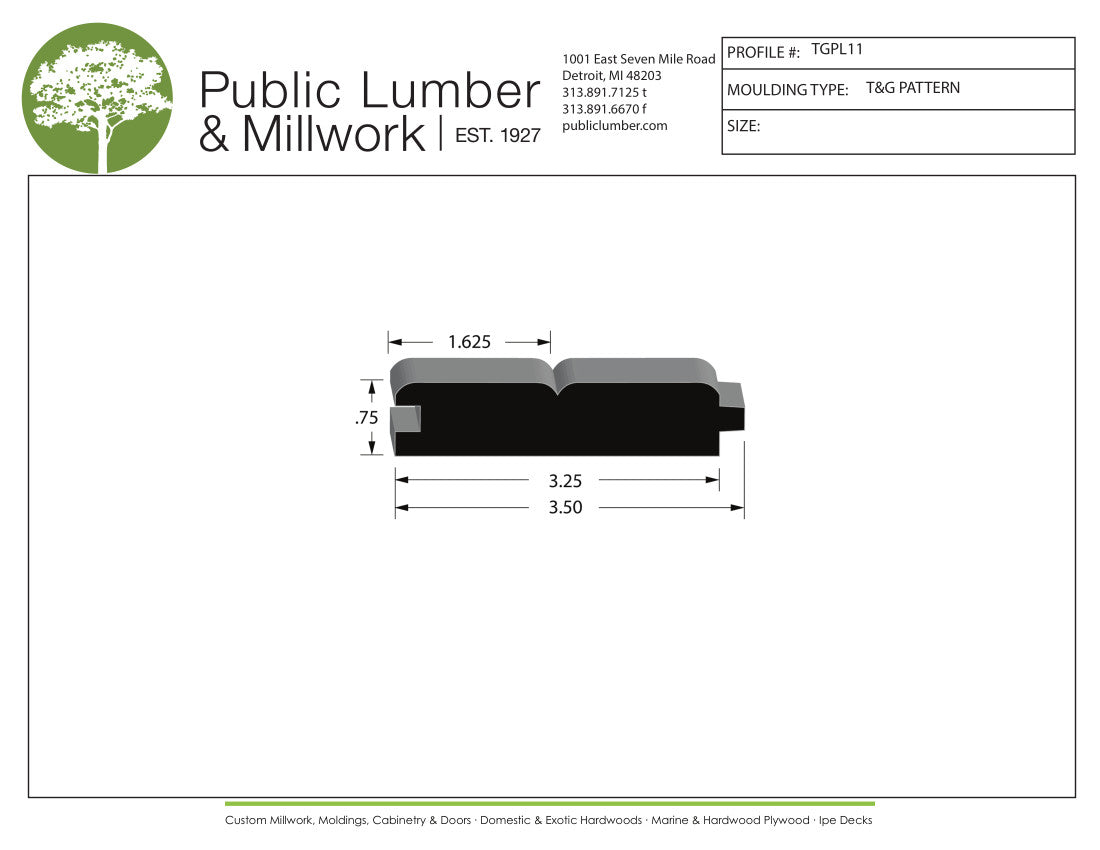 3/4"x3-1/2" Tongue and Groove TGPL11