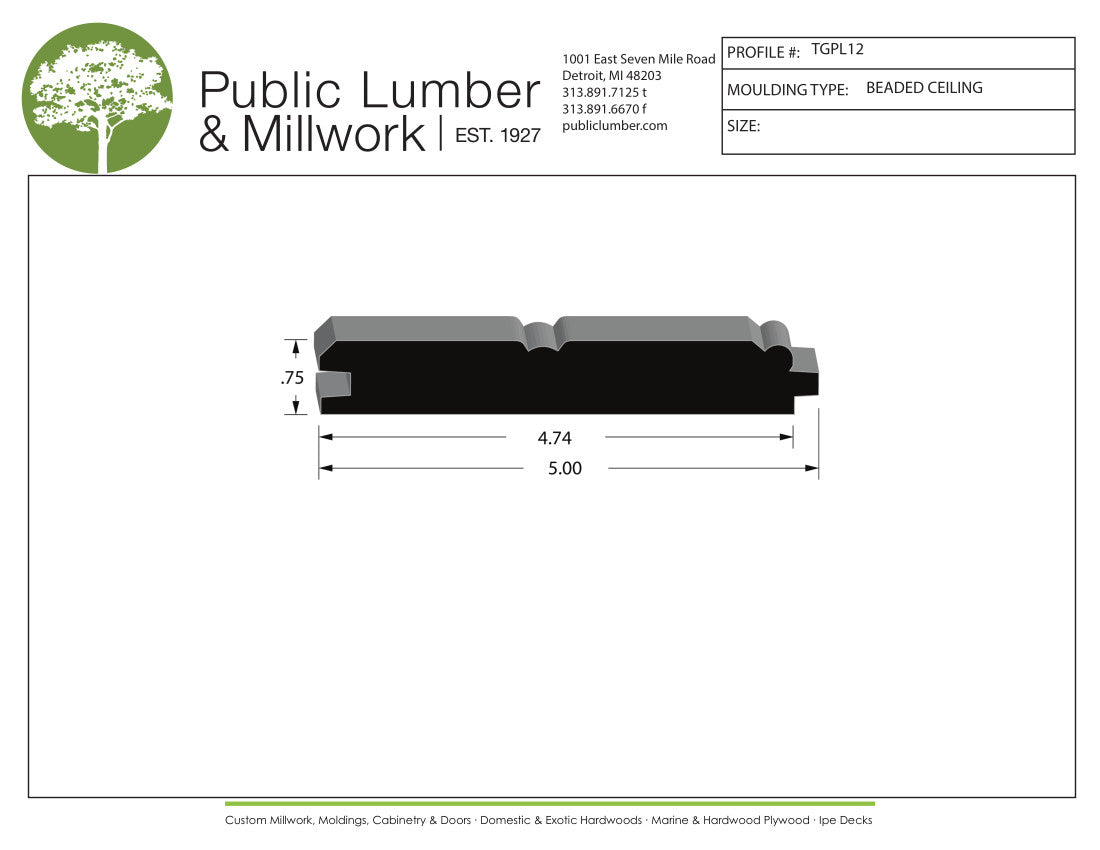 3/4"x5" Tongue and Groove TGPL12