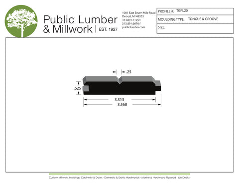 5/8"x3-9/16" Tongue and Groove TGPL20