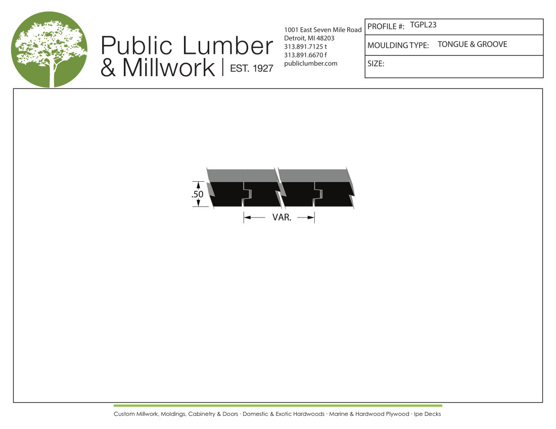 1/2" Tongue and Groove TGPL23