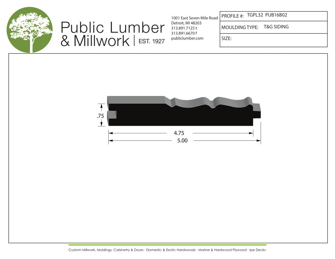 3/4"x5" Tongue and Groove TGPL32