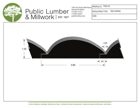 1-1/2"x5" Tongue and Groove TGPL33