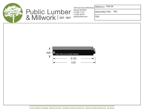 7/16"x3-1/4" Tongue and Groove TGPL38
